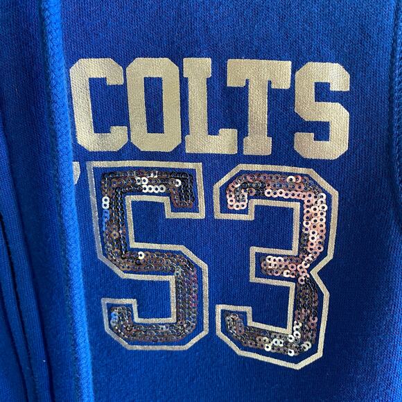 NFL Victoria's Secret PINK XS Indianapolis COLTS Sequin Hoody 53 Full Zip Front - Picture 5 of 12